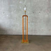 Vintage Oak & Brass Floor Lamp