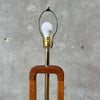 Vintage Oak & Brass Floor Lamp