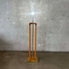 Vintage Oak & Brass Floor Lamp