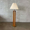 Vintage Oak & Brass Floor Lamp