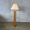 Vintage Oak & Brass Floor Lamp