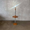 Vintage Oak Floor Lamp With Table Top