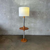 Vintage Oak Floor Lamp With Table Top