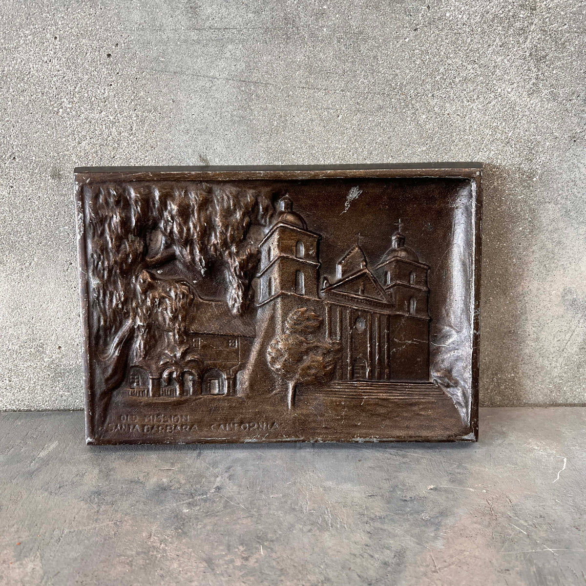 Vintage Santa Barbra Mission Metal Plaque