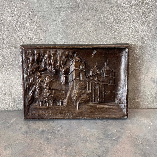 Vintage Santa Barbra Mission Metal Plaque