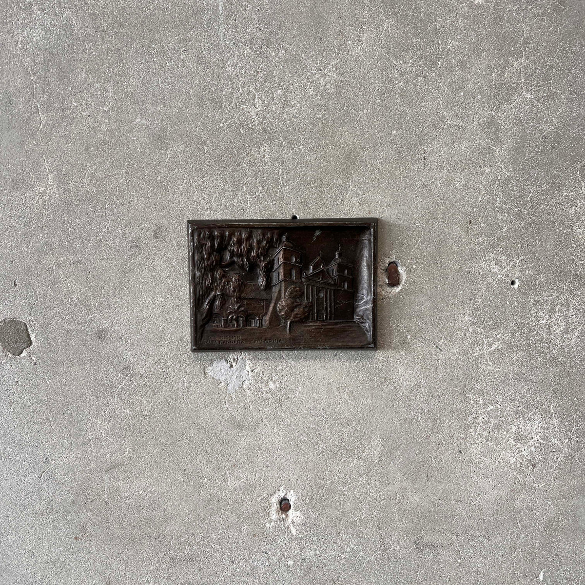 Vintage Santa Barbra Mission Metal Plaque