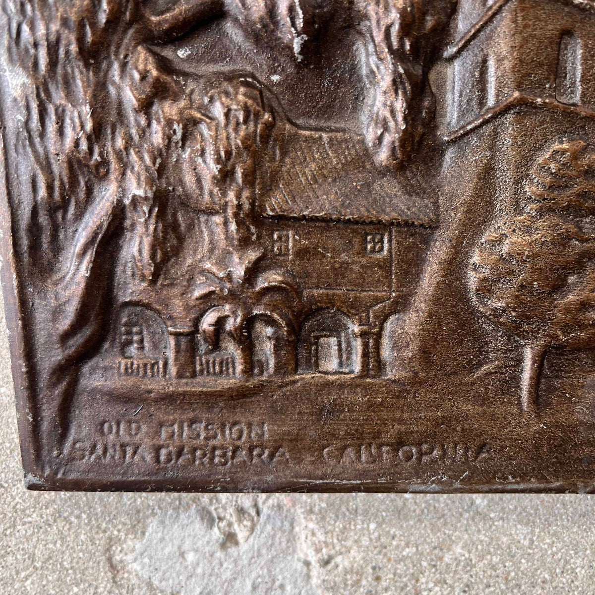 Vintage Santa Barbra Mission Metal Plaque
