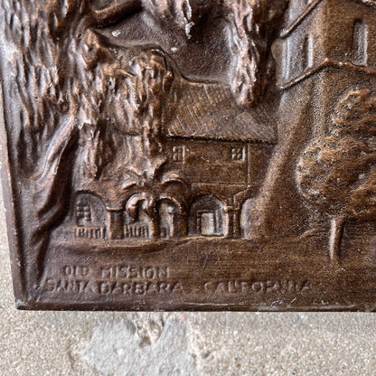 Vintage Santa Barbra Mission Metal Plaque