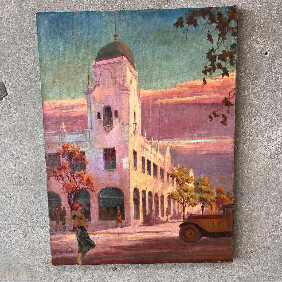 1920s Art Deco Oil Painting