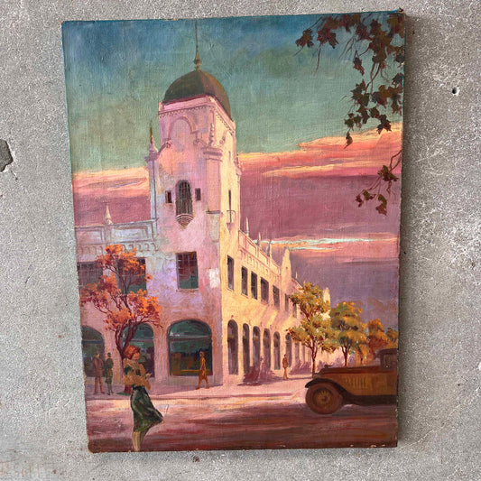 1920s Art Deco Oil Painting