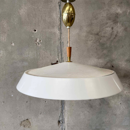 Mid Century Modern White Dome Pendent Light