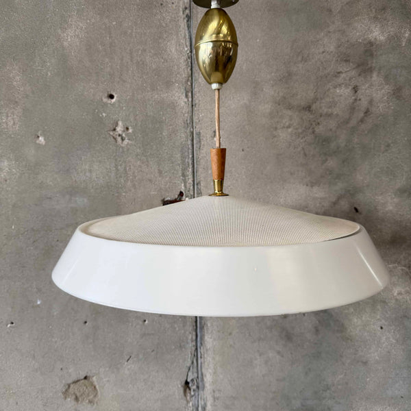 Mid Century Modern White Dome Pendent Light