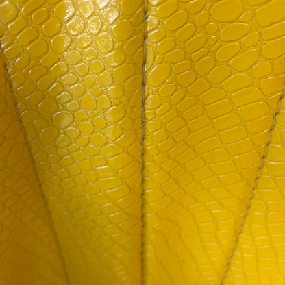 Vintage Mid Century Modern Yellow Swivel Chair With Snake Texture