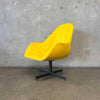 Vintage Mid Century Modern Yellow Swivel Chair With Snake Texture