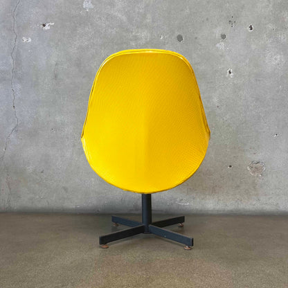 Vintage Mid Century Modern Yellow Swivel Chair With Snake Texture