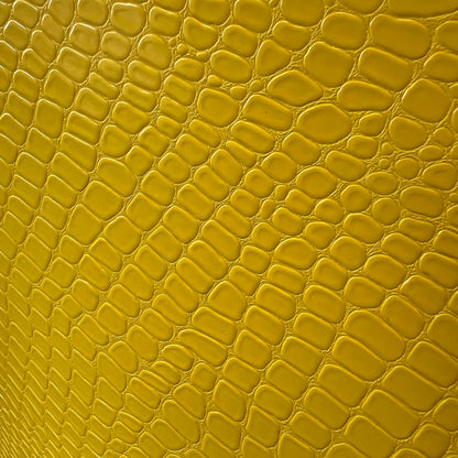 Vintage Mid Century Modern Yellow Swivel Chair With Snake Texture
