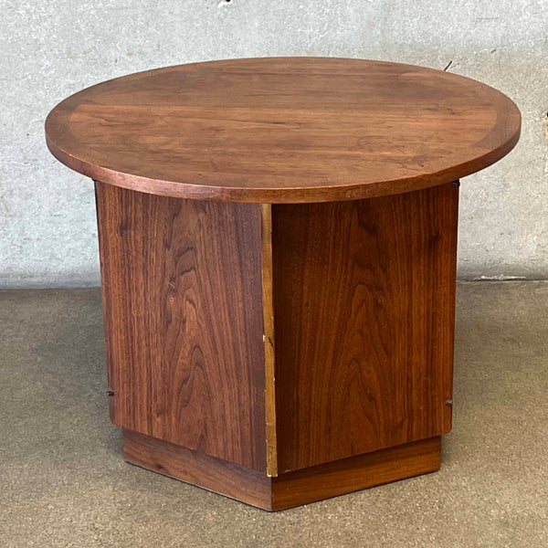 Vintage Lane Mid Century Modern End Table,  Octogon Base With Round Top
