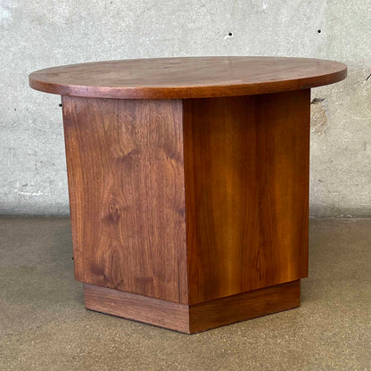 Vintage Lane Mid Century Modern End Table,  Hexagon Base With Round Top