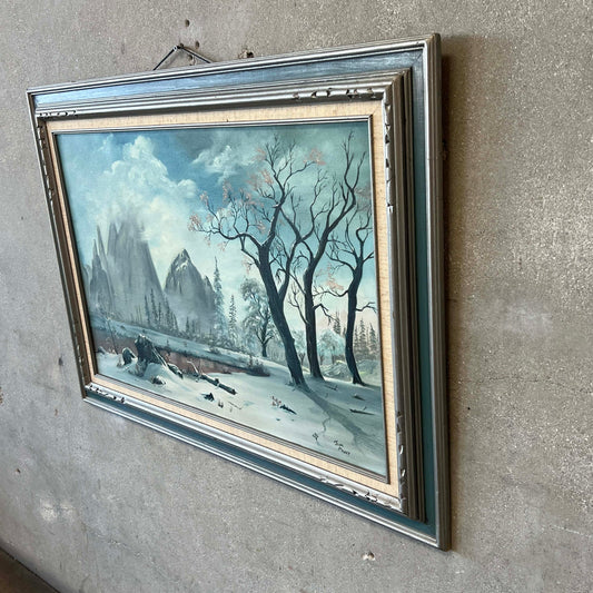 Vintage Painting "Winter Scene" - Signed Jim Maxey, Dated 1976