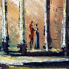 Vintage Signed Oil on Board Framed Greek Scene w/Couple