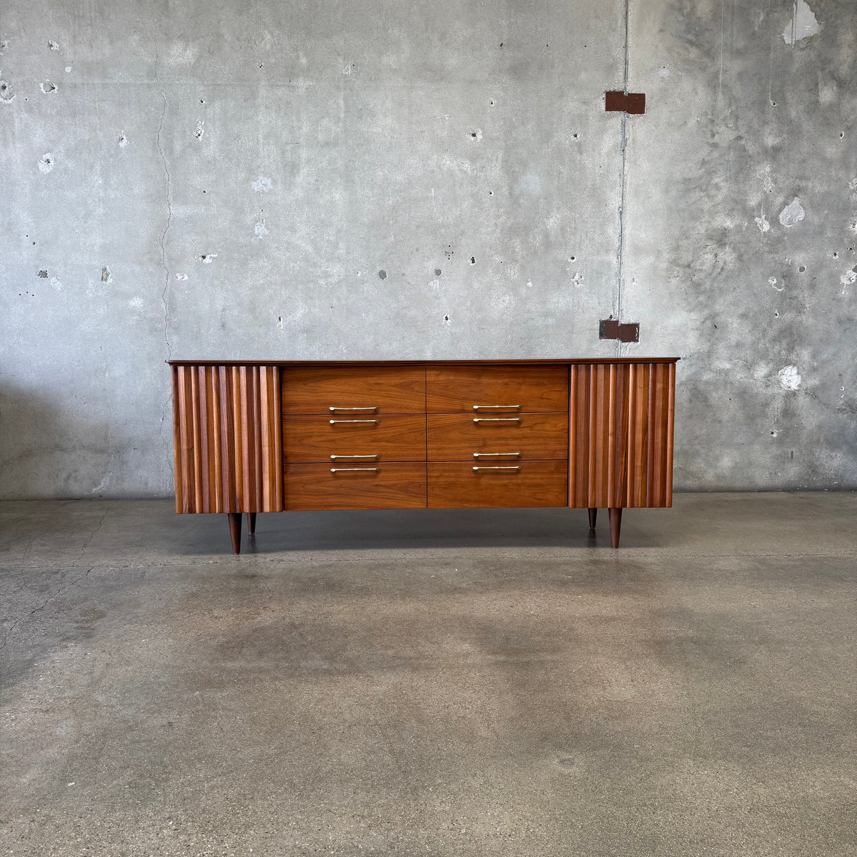Mid Century Modern 12 Drawer Dresser in Danish Walnut