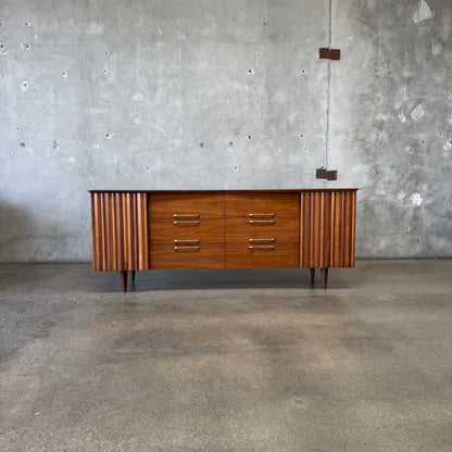 Mid Century Modern 12 Drawer Dresser in Danish Walnut