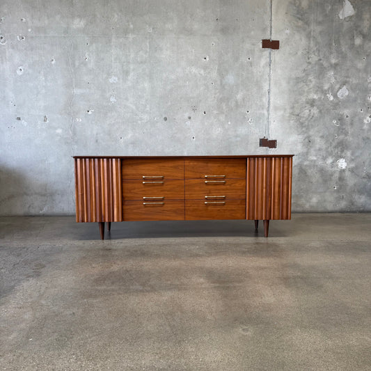 Mid Century Modern 12 Drawer Dresser in Danish Walnut