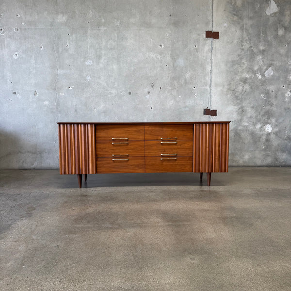 Mid Century Modern 12 Drawer Dresser in Danish Walnut