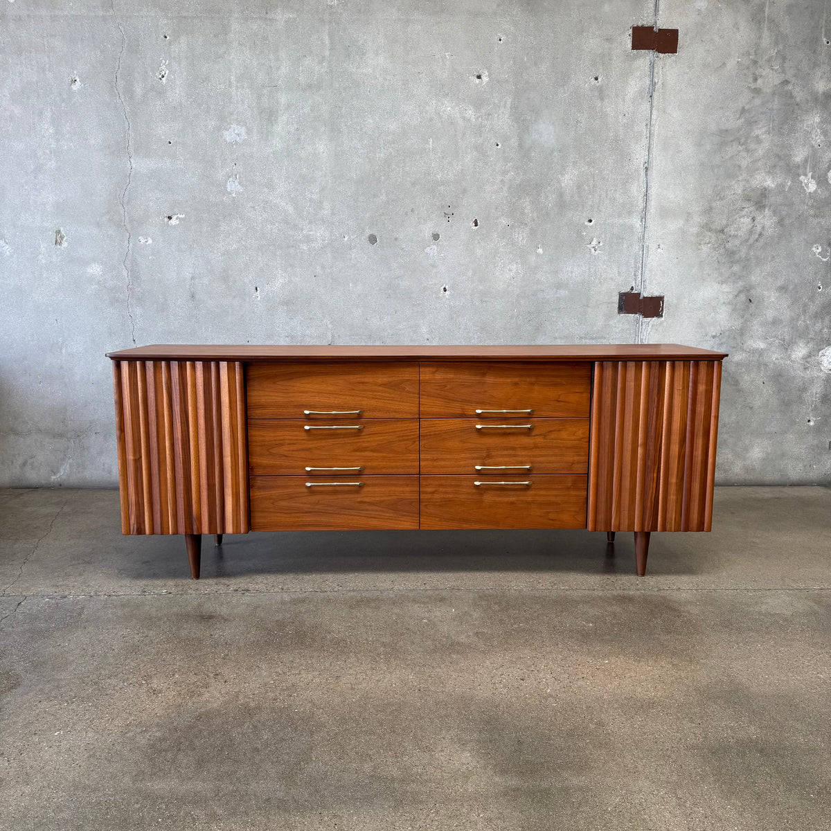 Mid Century Modern 12 Drawer Dresser in Danish Walnut