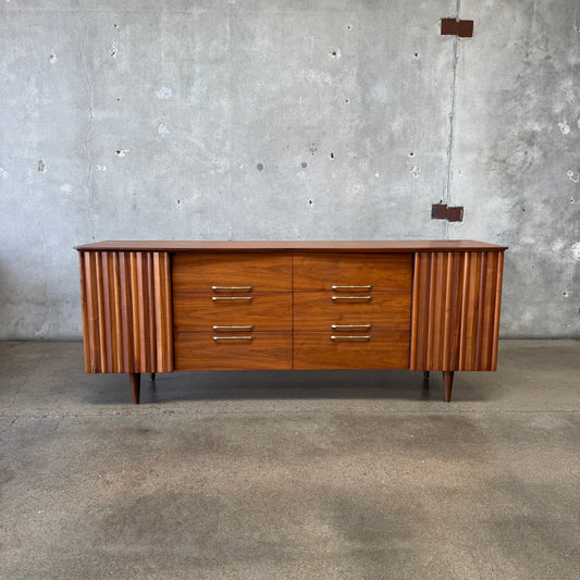 Mid Century Modern 12 Drawer Dresser in Danish Walnut