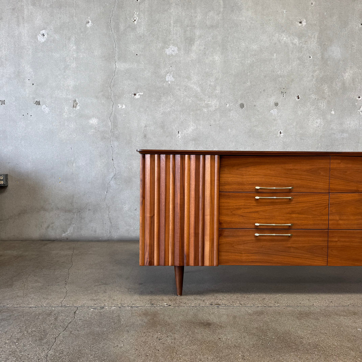 Mid Century Modern 12 Drawer Dresser in Danish Walnut