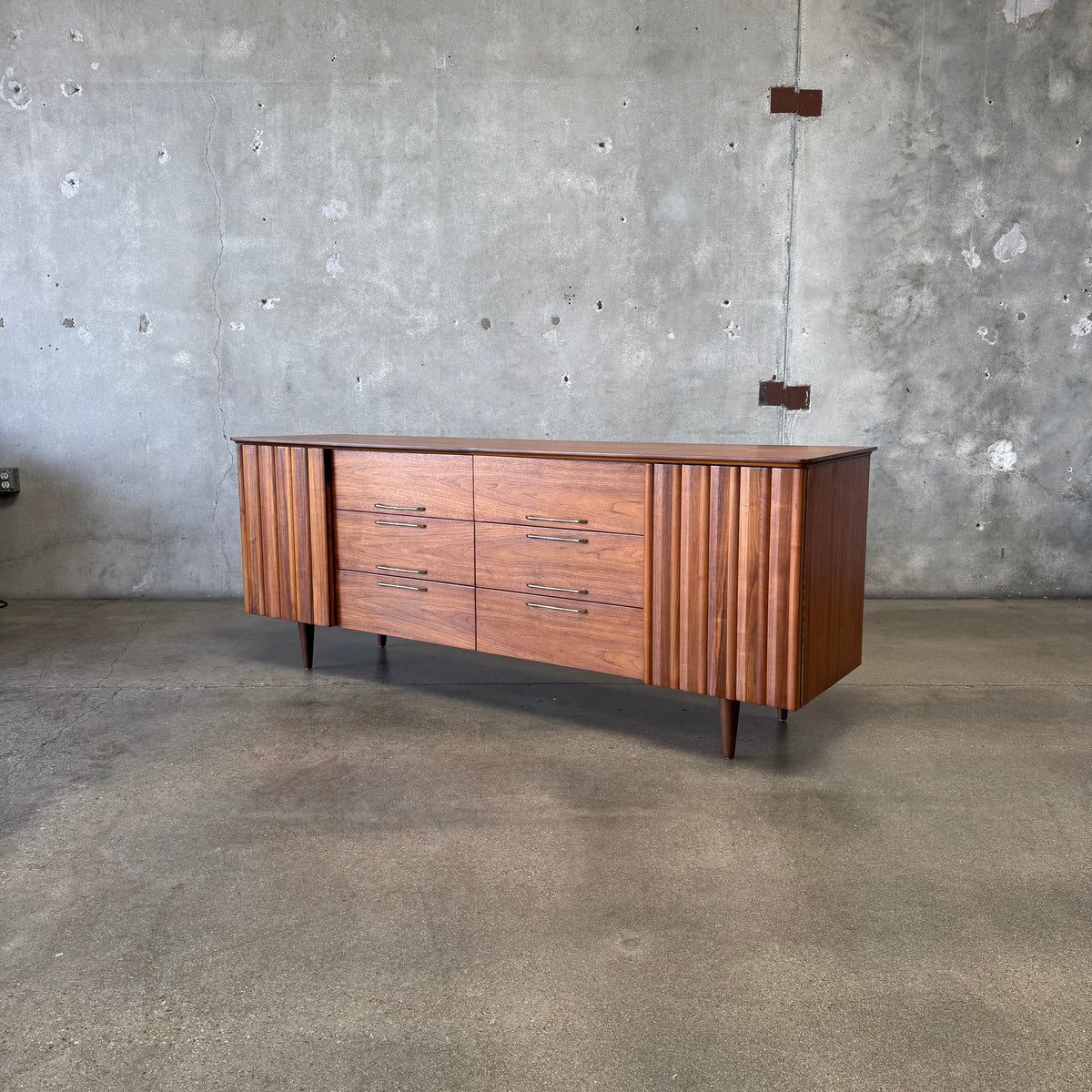 Mid Century Modern 12 Drawer Dresser in Danish Walnut