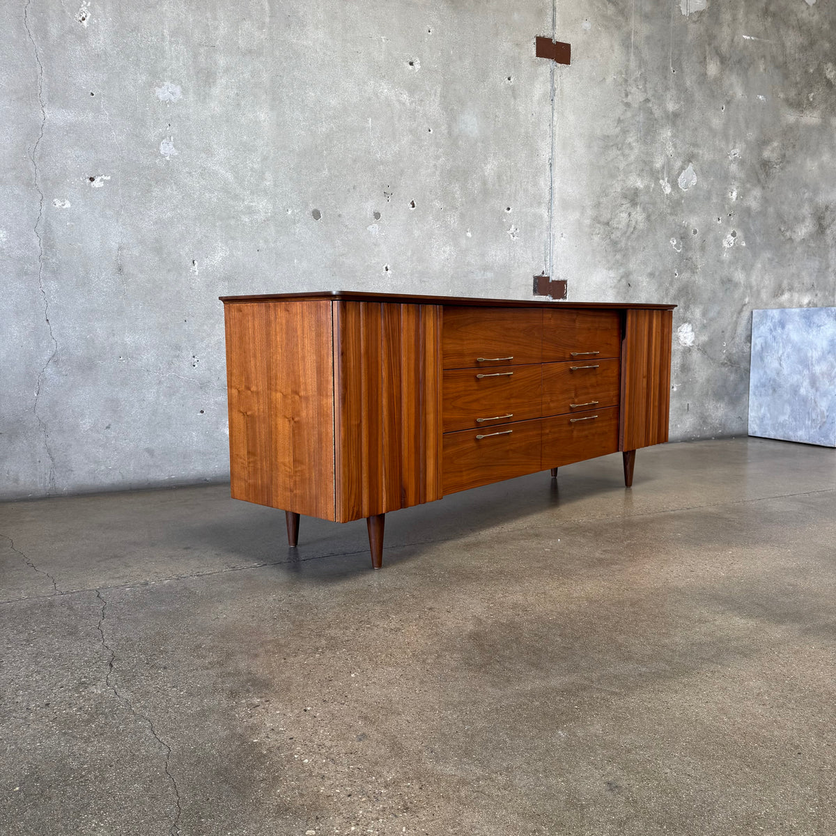 Mid Century Modern 12 Drawer Dresser in Danish Walnut