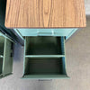 Vintage Mid Century Industrial Modern Sage Green Cabinets