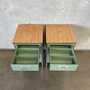 Vintage Mid Century Industrial Modern Sage Green Cabinets