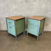 Vintage Mid Century Industrial Modern Sage Green Cabinets