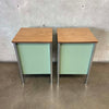Vintage Mid Century Industrial Modern Sage Green Cabinets