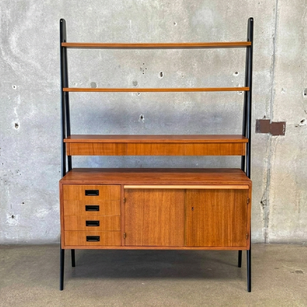 Mid Century Swedish Bookcase Wall Unit 1950s