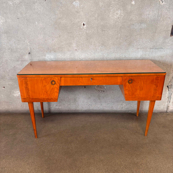 Vintage Desk From 1930s or 1940s by Gio Pantis Italy w/ Glass Top