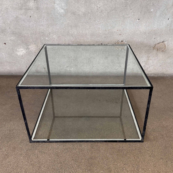 Metal Two-Tier Glass Top & Bottom Coffee/Side Table