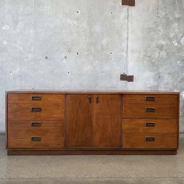 Maurice Villency Mid Century Modern Walnut & Brass 12-Drawer Dresser