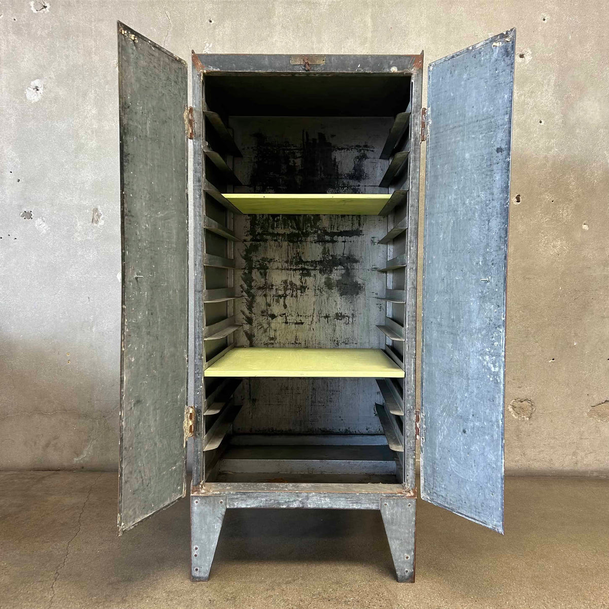 Vintage Dohrmann Hotel Supply Industrial Galvanized Steel Cabinet c. 1930-40s