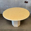 Vintage Beige Round Pedestal Marble Dining Table