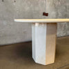 Vintage Beige Round Pedestal Marble Dining Table