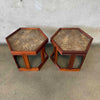 Mid Century Modern Pair of Hexagon Side Tables