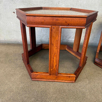 Mid Century Modern Pair of Hexagon Side Tables
