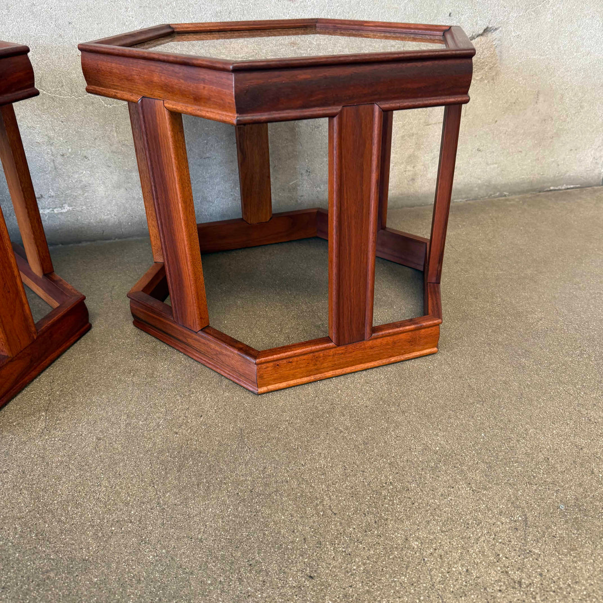Mid Century Modern Pair of Hexagon Side Tables