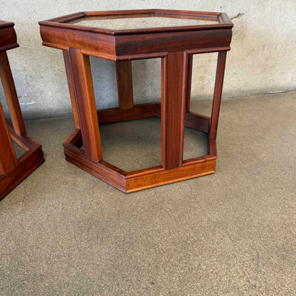 Mid Century Modern Pair of Hexagon Side Tables