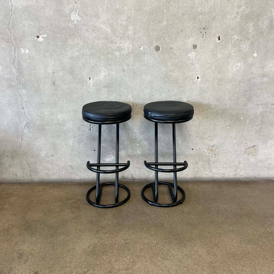 Vintage Post Modern Black Barstools