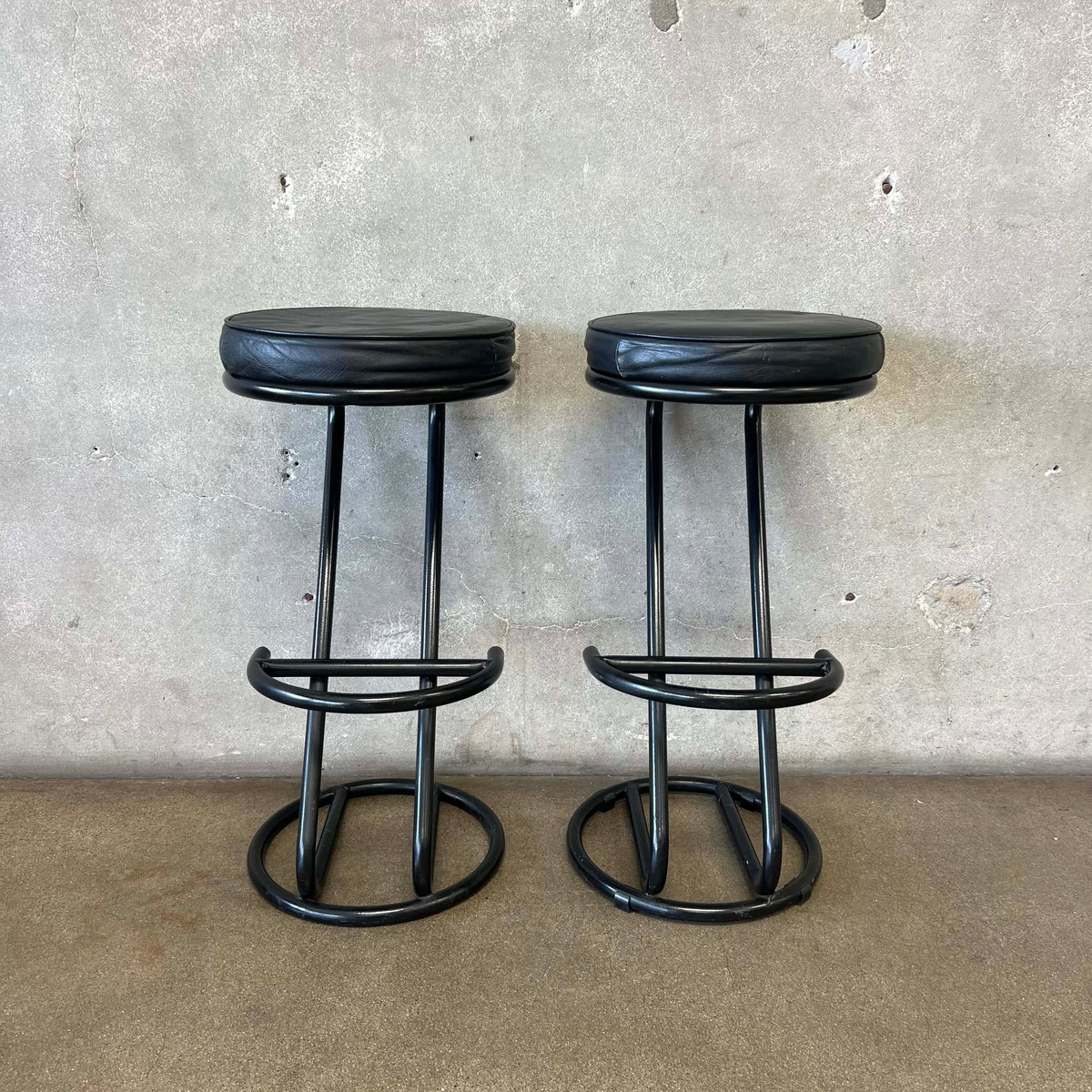 Vintage Post Modern Black Barstools